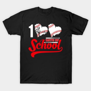 Baseball Hearts 100 Days of School Baseball Lovers Student Teacher T-Shirt